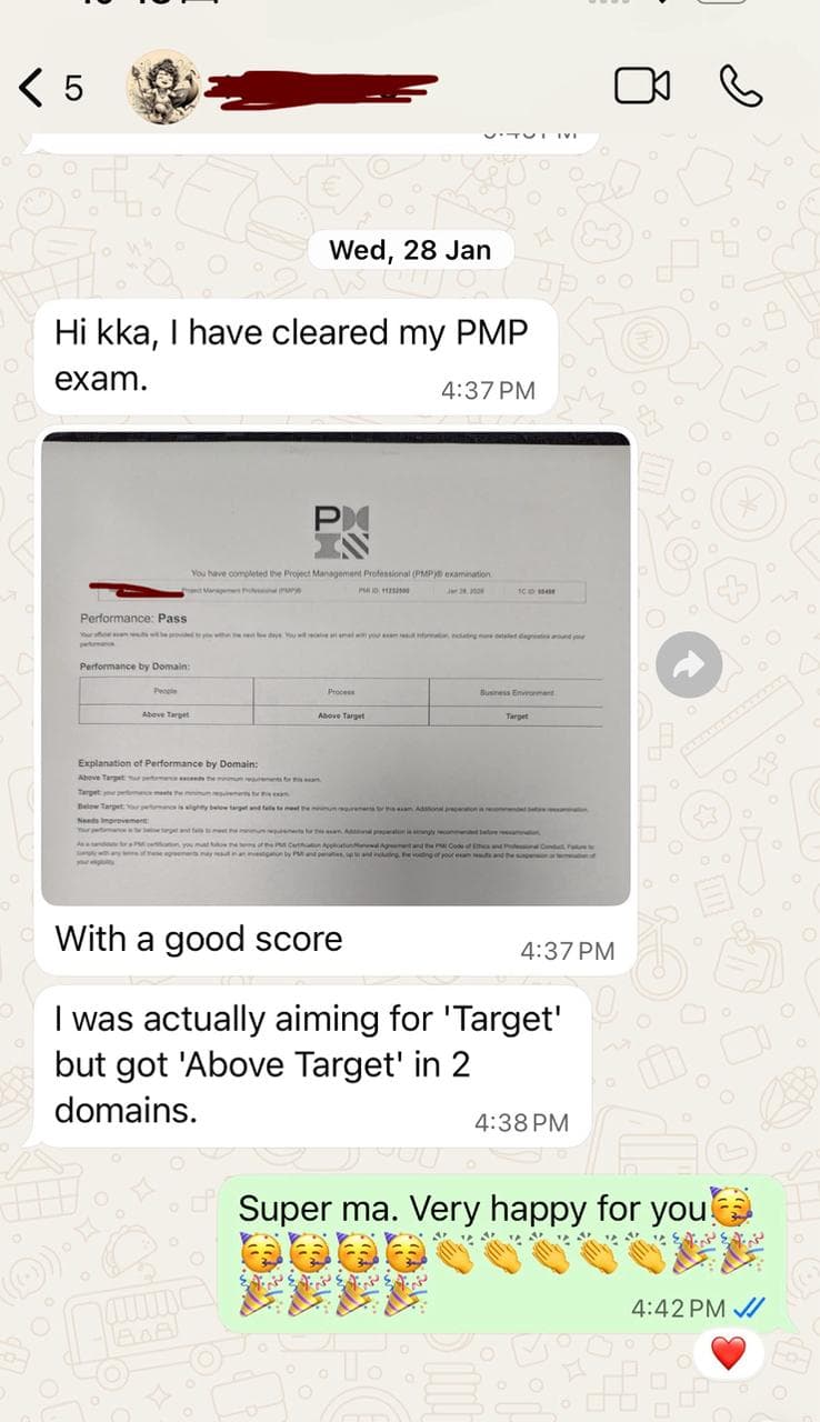 WhatsApp message from a participant 1