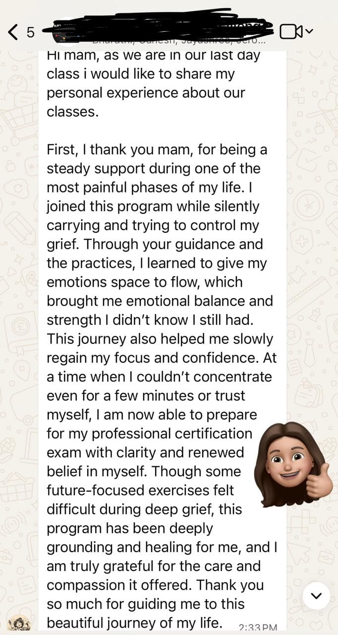 WhatsApp message from a participant 2